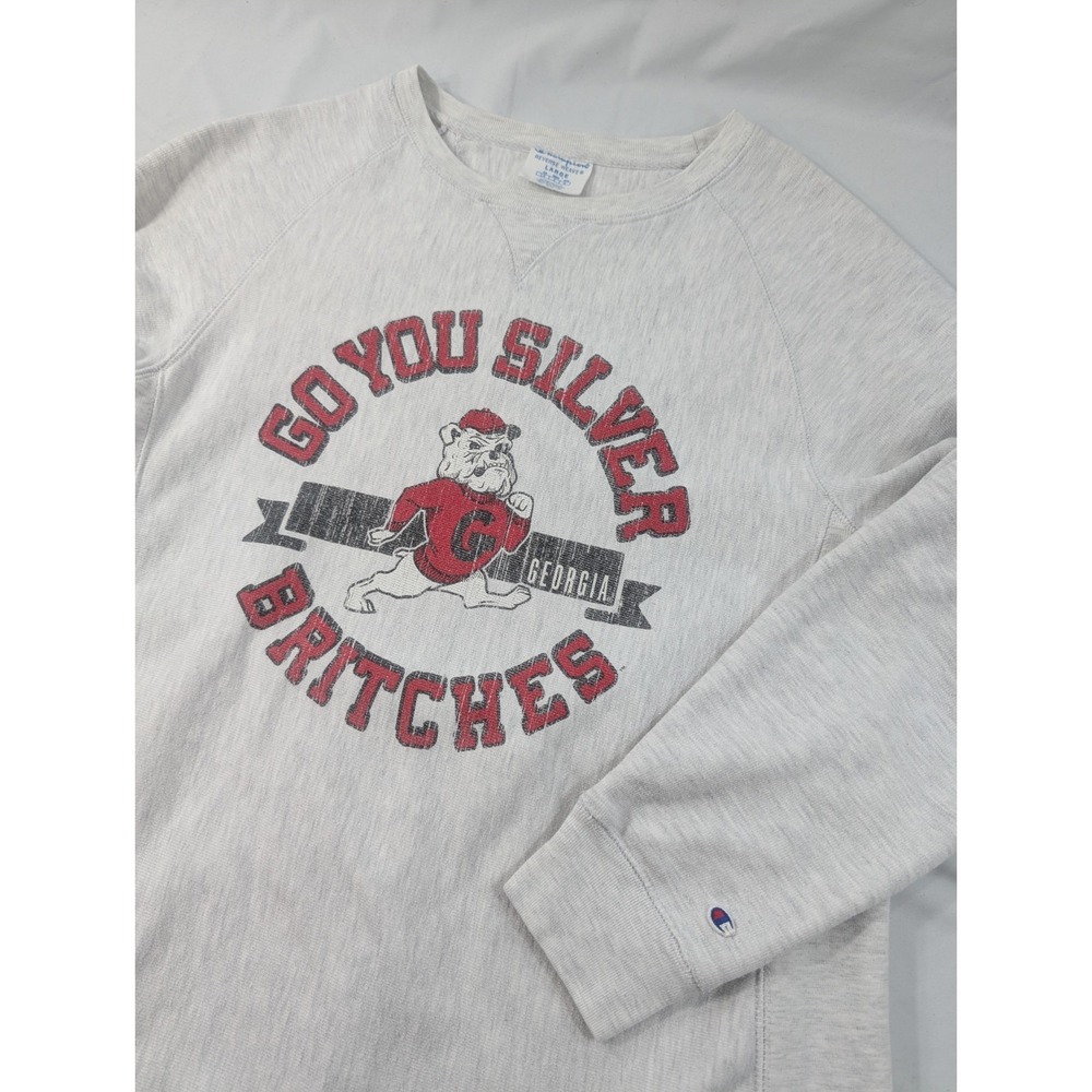 Vintage 90s GEORGIA BULLDOGS Champion Reverse Weave Sweatshirt Unisex Large Gray